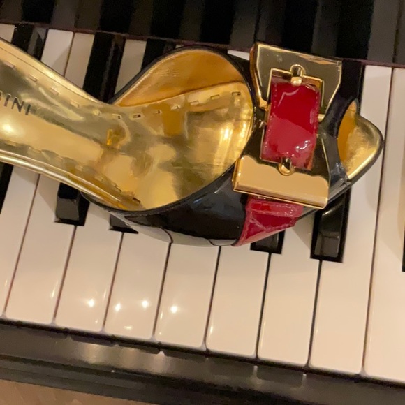 Gianni Bini magnificent shoes size 6 black burgundy and gold - Picture 2 of 12